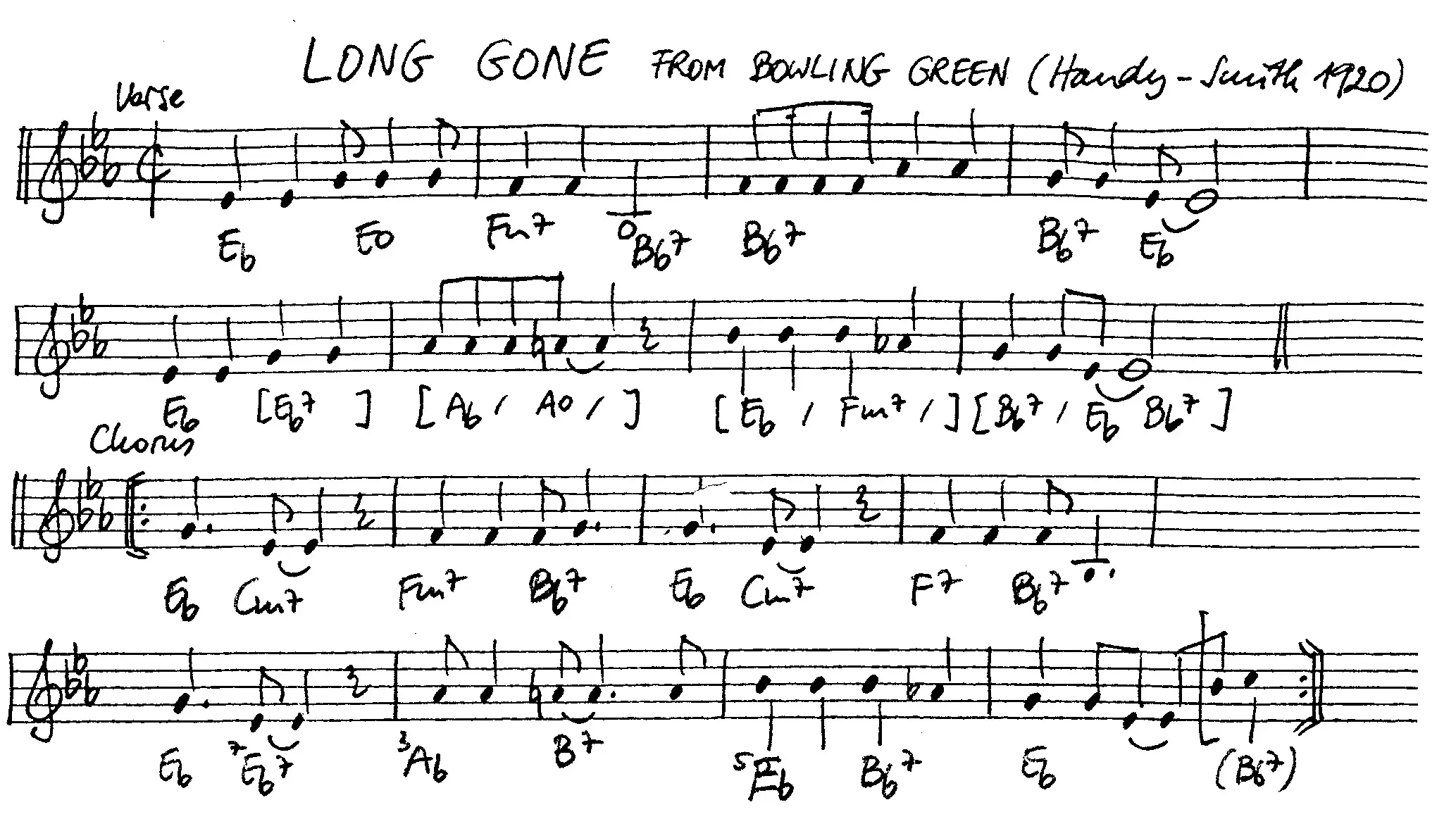 long gone free jazz leadsheet - Courtesy of the Jungle Jazz Band